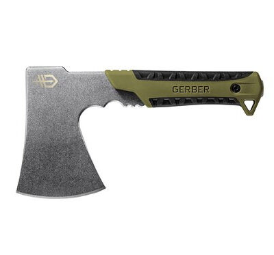 Gerber Pack Hatchet, Compact Axe, Stonewash Metal Finish, Flat Sage Green Grip