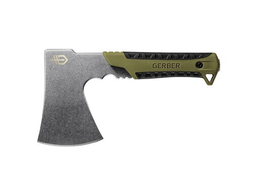 Gerber Pack Hatchet, Compact Axe, Stonewash Metal Finish, Flat Sage Green Grip