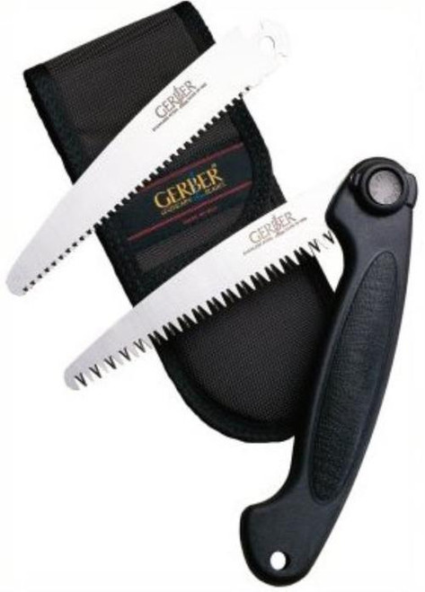 Gerber Exchange-A-Blade Saw - 2 Blades: Wood/Coarse + Bone/Fine - Black Sheath, Saws