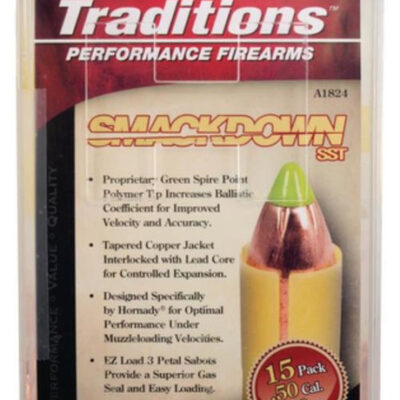 Traditions Black Powder Smackdown SST Muzzleloading Bullet With Sabot .50 Caliber/.45 Diameter 250 Grain 15 Per Pack