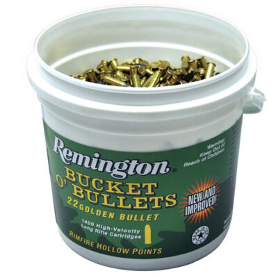 Remington Golden Bullet Bucket, 22LR 36g Hollow Point, Plated, 1400 Rounds