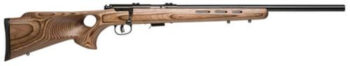 Savage 93R17 BTV, 17HMR, 21" Heavy Barrel, Blued, Brown Laminated Thumbhole Stock, 5Rd, Detachable Box Magazine