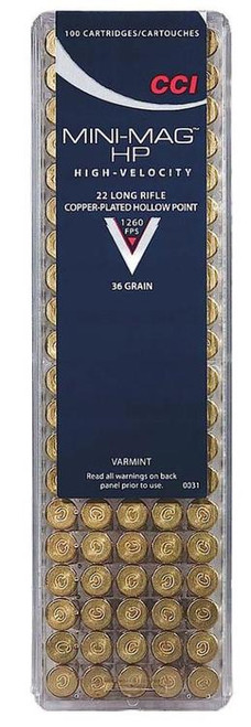 CCI Varmint .22LR 36gr, Copper-Plated Hollow Point, 100rd Box