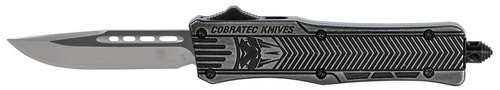 CobraTec CTK-1 Small OTF, 2.75", 440C Stainless Steel, Black Drop Point, Stonewashed Zinc-Aluminum Alloy
