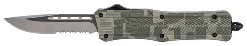 CobraTec CTK-1 Medium OTF, 3", 440C Stainless Steel, Drop Point Serrated, Army DigiCamo Zinc-Aluminum Alloy