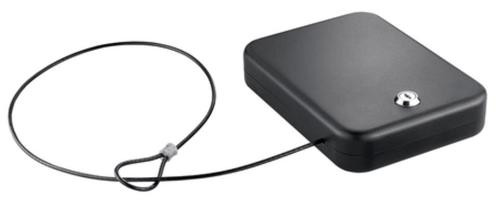 GunVault Nano Vault Gun Safe Black 9.5"x6.5"x1.75", Cable, Black Key Lock