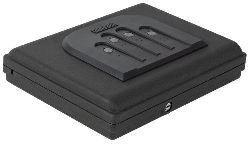 GunVault MicroVault 550 Mechanical, Illuminated Keypad/Key, 20 Ga Steel, Black 2.5" x 11"x 8.5" (Exterior)