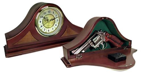 PSPI Concealment Mantle Clock 14x7x3 Wood Mahogany