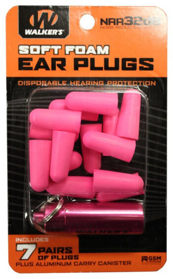 Walkers Foam Ear Plugs 32 dB Pink with Pink Canister