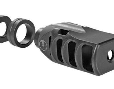 Ultradyne Pegasus Compensator Muzzle Brake with Timing Nut, AR, 556/223, 1/2"x28 Thread, 1.25" Outside Diameter, 416 SS, Black Nitride Finish
