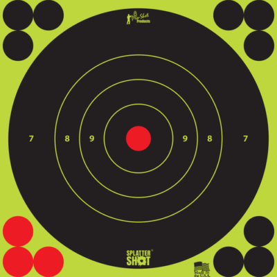 Pro-Shot SplatterShot Black/Green Self-Adhesive Paper Impact Enhancement 6" Bullseye 72 Targets/12 Sheets Includes Pasters