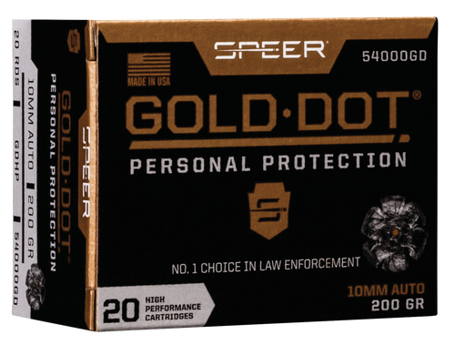 Speer Ammo Gold Dot Personal Protection 10mm Auto 200gr, Hollow Point, 20rd Box