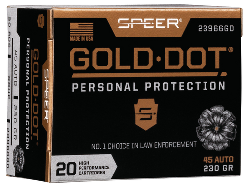 Speer Gold Dot Personal Protection 45 ACP, 230gr, Hollow Point, 20Bx/10Cs