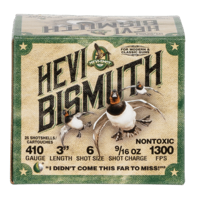 Hevishot Hevi-Bismuth Waterfowl 410 Ga, 3", 9/16oz, 6 Shot, 25rd Box