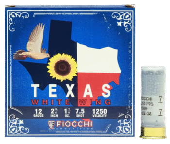 Fiocchi Texas White Wing Dove Loads 20 Ga, 2.75", 7/8oz, 7.5 Shot, 25rd Box