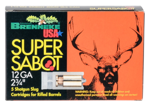 Brenneke Hunting 12 Ga, 2.75", 1 1/8 oz, Sabot Slug, 5Bx/50Cs