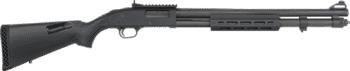 Mossberg 590A1, XS Security 12 Ga, 3" Chamber, 20" Heavy Wall Barrel, Parkerized Black, Synthetic Stock with +4 Shell Holder and M-Lok Forend, 9Rd, XS Ghost Ring/AR Style Sights