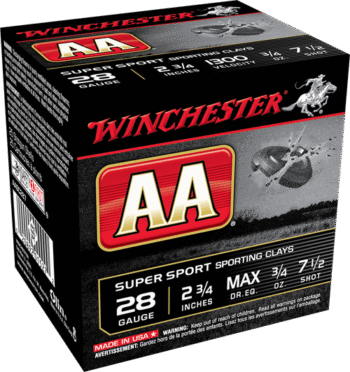 Winchester AA Sporting Clay 28 Ga, 2.75", 3/4 oz, 7.5 Shot, 100rd Box