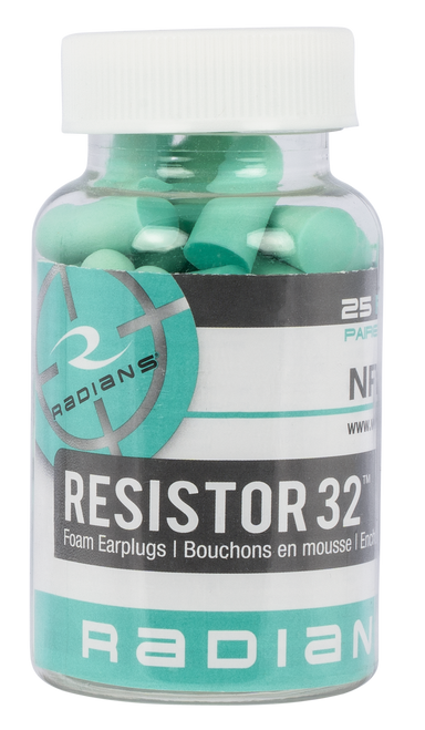 Radians Resistor 32, Ear Plug, Foam, Aqua, 25 Pairs