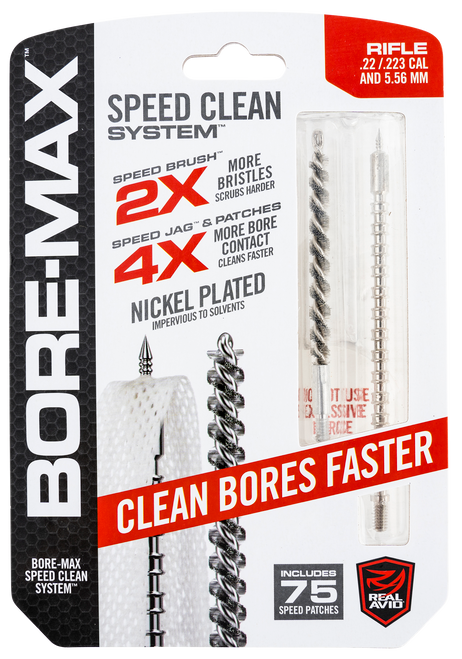 Real Avid Bore-Max Speed Clean System, .22/.223/5.56, 75 Speed Patches