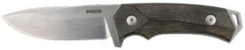Woox Rock 62 4.25" Fixed Plain Stonewash Sleipner Steel Blade Gray Micarta Handle