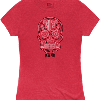 Magpul Sugar Skull Women''''s Red Heather Short Sleeve 2XL