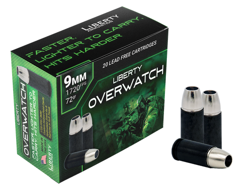 Liberty Ammunition OverWatch Defense 9mm, 72gr, OCD, 20Bx/50Cs