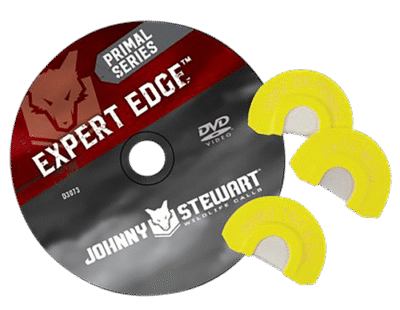 Johnny Stewart Wildlife Calls Expert Edge Combo Pack 3 Diaphragm Calls Attracts Predator Species Yellow Includes DVD