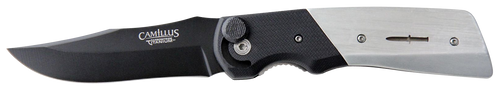 Camillus Cuda Bolt Folding Knife, 3.75" Blade, Black, Includes Pocket Clip