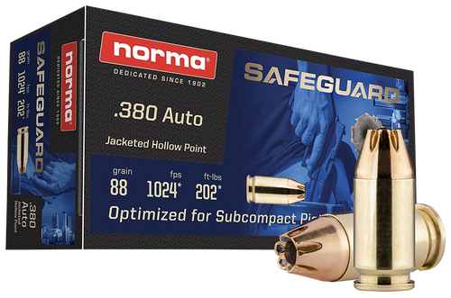 Norma Safeguard 380 ACP, 88gr, Jacketed Hollow Point, 50rd Box