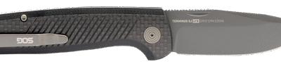 SOG Knives & Tools Terminus SJ, Folding Knife, 2.9" Clip Point Straight Edge, G10 and Carbon Fiber Handle, Cryo S35VN, Titanium Nitride Finish, Black