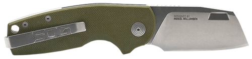 S.O.G Stout SJ 2.60" Folding Clip Point Plain Cryo D2 Steel Blade/ Olive Drab Textured G10 Handle Includes Belt Clip, Presentation Box