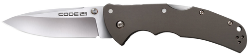Cold Steel Code 4 3.50" Folding Spear Point Plain Satin S35VN Blade, 5" Gunmetal Gray Aluminum Handle