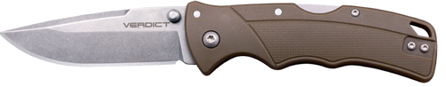 Cold Steel Verdict EDC 3" Tanto Plain Folding 4116 Krupp SS Blade Flat Dark Earth Textured, GFN Handle