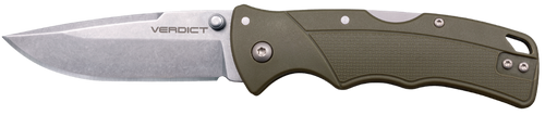 Cold Steel Verdict EDC 3" Spear Point Plain Folding 4116 Krupp SS Blade, Olive Drab Textured GFN Handle