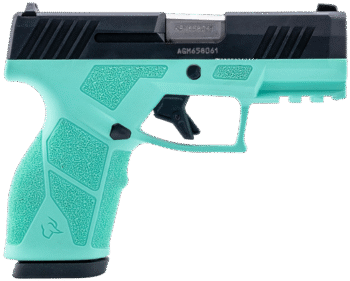 Taurus GX2 9mm, 3.37" Stainless Barrel, Black Serrated Slide, Cyan Frame Picatinny Rail, 13rd