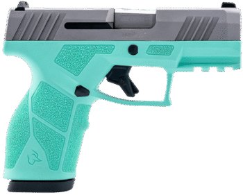 Taurus GX2 9mm, 3.38" Barrel Length, Matte Finish, Cyan and Silver, Manual Safety, White Dot Front Sight with Drift Adjustable Rear Sight, 13rd, 2 mags, 13rd
