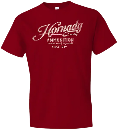 Hornady Gear Vintage Script Red Cotton Semi-Fitted XL