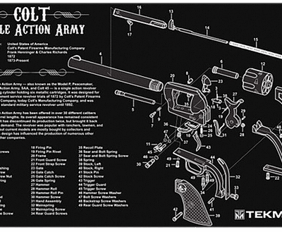TekMat Colt Revolver Army Cleaning Mat Black/White Rubber 11" x 17"