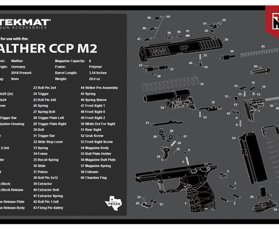 TekMat Walther CCP M2 Cleaning Mat Black/White Rubber 11" x 17"