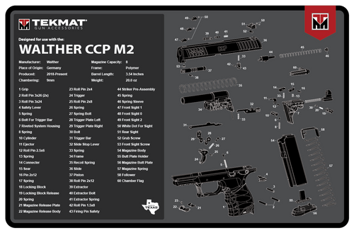 TekMat Walther CCP M2 Cleaning Mat Black/White Rubber 11" x 17"