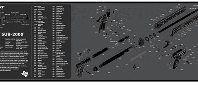 TekMat Kel-Tec SUB2000 Cleaning Mat Black/White Rubber 12" x 36"