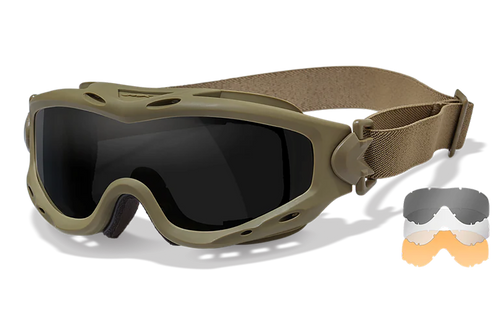 Wiley X Spear Goggles Smoke Gray/Clear/Light Rust Lens Tan Frame