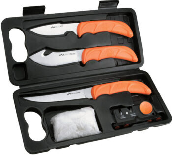 Outdoor Edge Wildlite Game Processing Kit, Fixed Blade Knife Set, Orange Handles