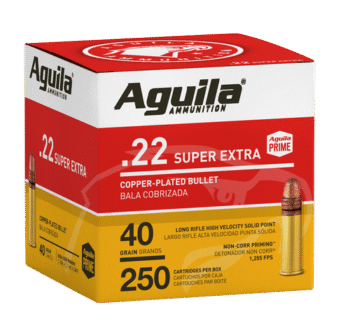 Aguila Rimfire 22 LR, 40gr, Copper-Plated Solid Point, 250rd Box