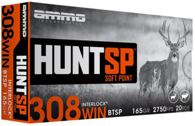 Ammo Hunt SP 308 Winchester, 165gr, Soft Point, 20rd Box