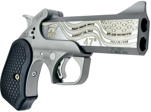 Bond Arms DT-47 Trump 47th Pres 45 LC/410 GA, 4.25", Stainless Gold Engraving, SS Frame, Black Grips, 2rd