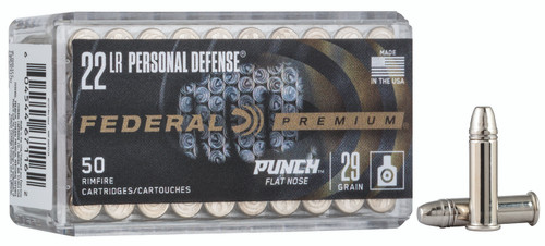 Federal Personal Defense .22 LR, 29gr, Punch Flat Nose, 50rd Box