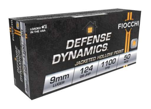 Fiocchi Defense Dynamics 9mm 124gr, Jacketed Hollow Point 50rd Box