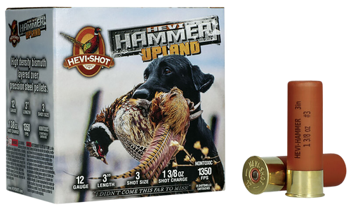 HEVI-Shot Upland 12 Ga, 3", 1 3/8 oz, Bismuth, Hevi-Hammer, 3 Shot, 25rd Box